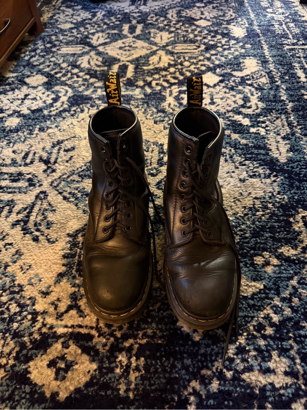 Dr. Martens Black Leather 8-Eye Lace-Up Boots